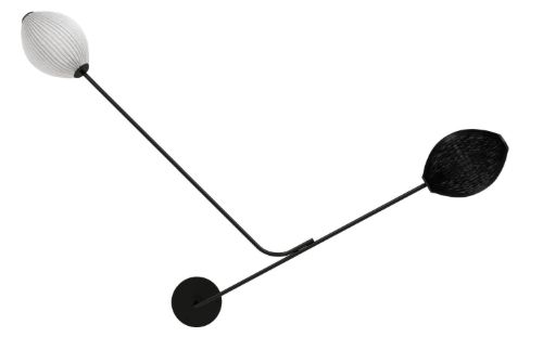 GUBI Satellite Wall Lamp H: 119 cm - Cream White/Black