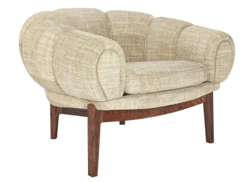 GUBI Croissant Lounge Chair SH: 46 cm - Walnuss / Dedar Smila