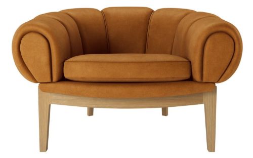 GUBI Croissant Lounge Chair SH: 46 cm - Oak / Chamois Cuoio