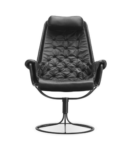DUX Jetson Classic Sessel SH: 40 cm – Schwarzes Leder/Schwarzer Fuß