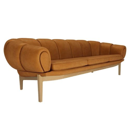 GUBI Croissant Sofa SH: 46 cm - Eiche / Sämischleder