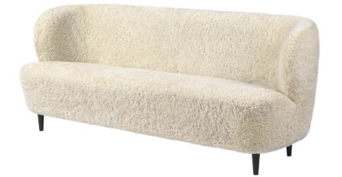 GUBI Stay Sofa Vollgepolstert SH: 40 cm – Schwarz gebeizte Eiche/Mondlicht