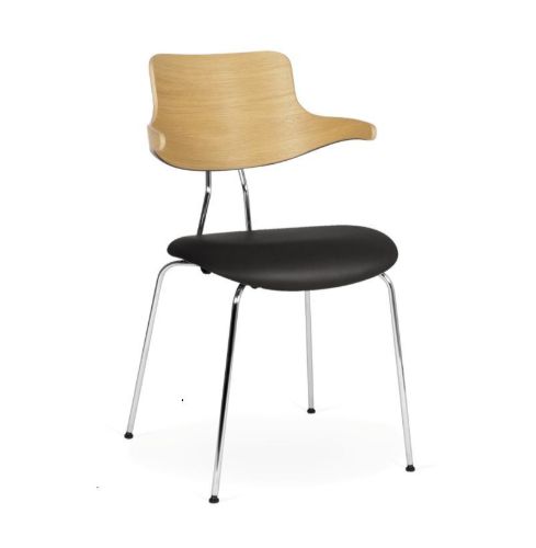 Vermund VL118 Stol SH: 46 cm - Krom/Hvidolieret Eg/Sort Sierra