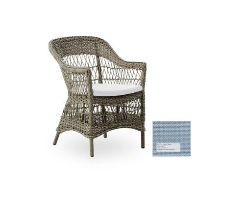 Sika-Design Charlot Exterior Havestol inkl. Hynde SH: 46 cm - Antique Grey/A672 Tempotest Michelangelo Light Blue