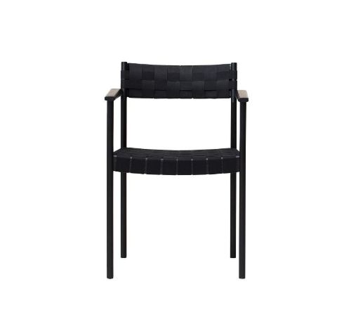 UDGÅR med lager Form & Refine Motif Armchair SH: 45,5 cm - Black Painted Oak/Black Linen Webbing