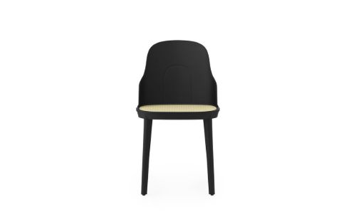 Normann Copenhagen Allez Stuhl PP Outdoor SH: 45,5 cm – Schwarz / Sitz aus geformtem Korbgeflecht