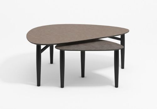 Thomsen Furniture Katrine Sofabord Trekant Lille 42x67x45 cm - Stenlook Gråbrun/Sortlakeret Eg