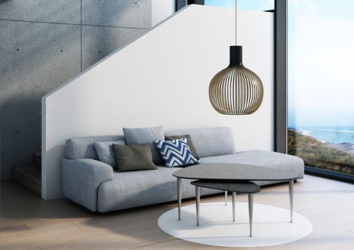 Thomsen Furniture Katrine Couchtisch Triangle Large 89x126x45 cm - Steinoptik Granitgrau/Gebürsteter Stahl