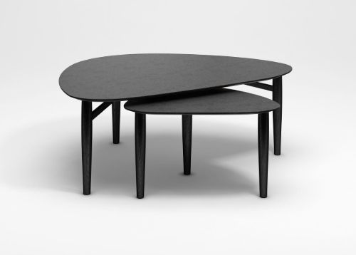 Thomsen Furniture Katrine Sofabord Trekant Stor 89x126x50 cm - Stenlook Mørkgrå/Sort Eg