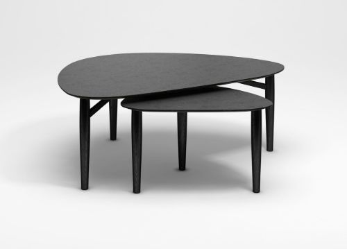 Thomsen Furniture Katrine Sofabord Trekant Lille 42x67x45 cm - Stenlook Mørkgrå/Sort Eg