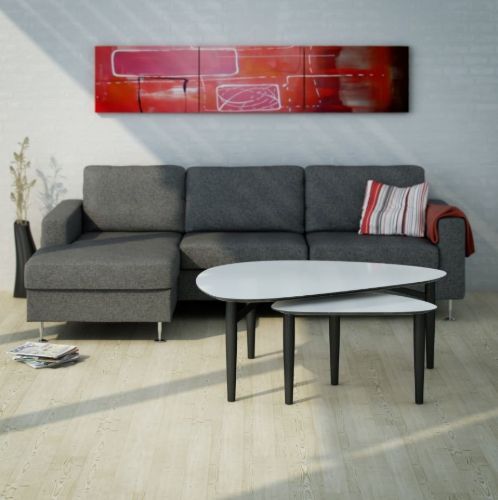 Thomsen Furniture Katrine Couchtisch Triangle Small 42x67x45 cm - Steinoptik Dunkelgrau/Schwarze Eiche