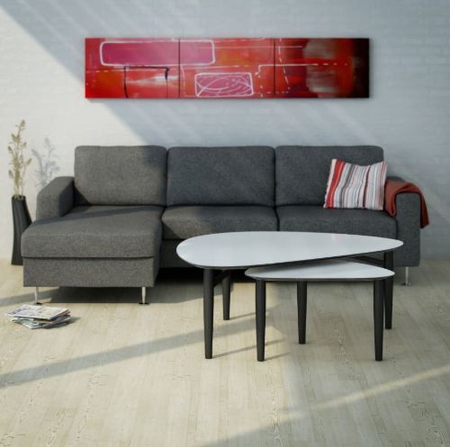 Thomsen Furniture Katrine Couchtisch Triangle Small 42x67x45 cm - Steinoptik Dunkelgrau/Gebürsteter Stahl