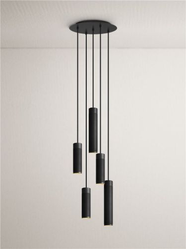Thorup Copenhagen Patrone Pendelleuchte Cluster 5-flammig Ø: 33 cm – Schwarz brüniertes Messing