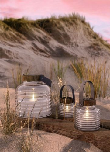 Sirius Aston Solar-Laterne im Glas, H: 20 cm – Schwarz/Braun
