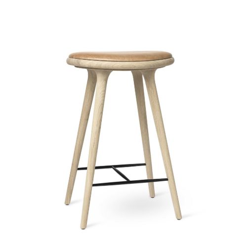 Mater High Stool H: 69 cm - Sæbebehandlet Eg / Natur Læder