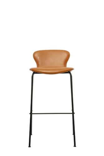 Bruunmunch PLAYchair Bar LowBack Fully Upholstered SH: 75 cm - Black/Cognac Hero Leather
