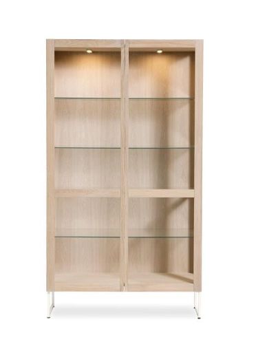 Skovby SM452 Vitrineskab 100x162 cm - Hvidolieret Eg / Cremehvid