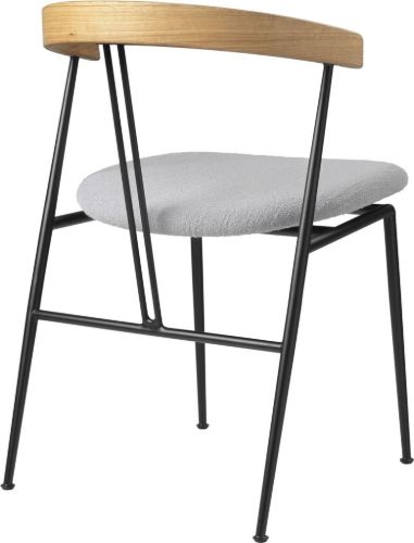 GUBI Violin Esszimmerstuhl gepolsterter Sitz Schurwolle SH: 45 cm - Eiche geölt / Grau