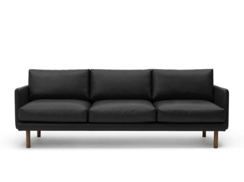 Bruunmunch EMO 3 Seater L: 207 cm - Dakar 0251 Black Leather/Smoked Oak