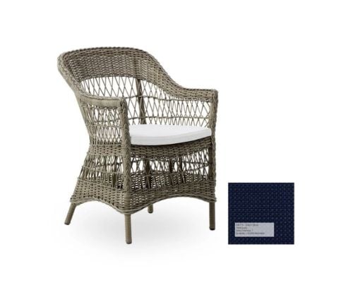 Sika-Design Charlot Exterior Havestol inkl. Hynde SH: 46 cm - Antique Grey/A673 Tempotest Michelangelo Dark Blue