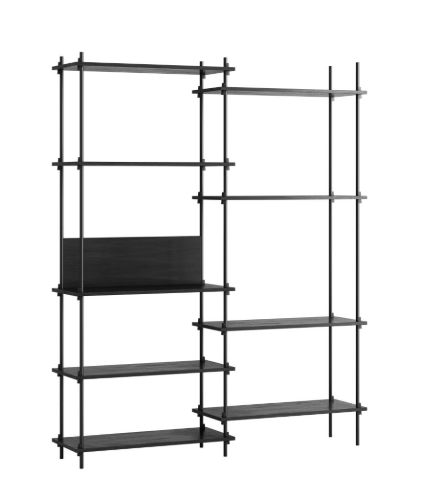 Moebe Shelving System Double w. Back Plate 200x162 cm - Black