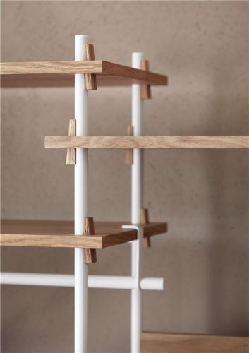 Moebe Regalsystem Double m. Rückplatte 200x162 cm - Eiche/Weiß