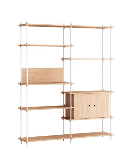 Moebe Shelving System Double w. Cabinet 200x162 cm - Oak/White