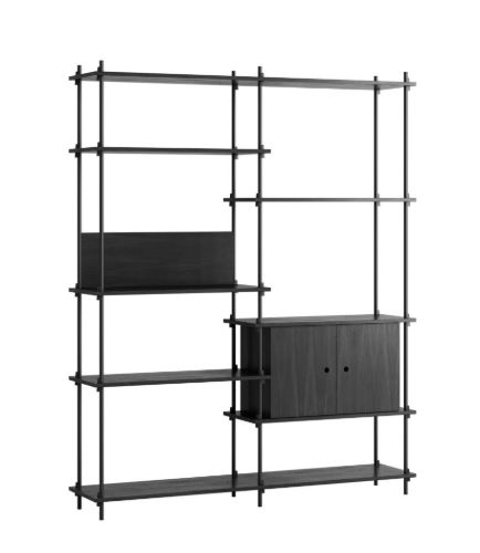 Moebe Shelving System Double w. Cabinet 200x162 cm - Black