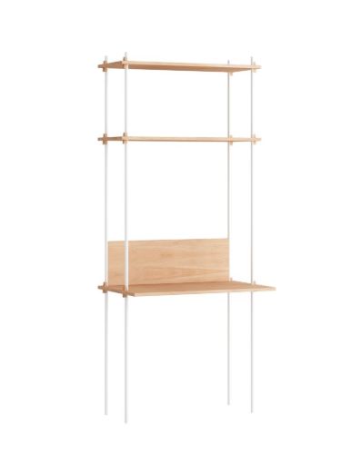Moebe Shelving System Desk Tall 200x85 cm - White/Oak
