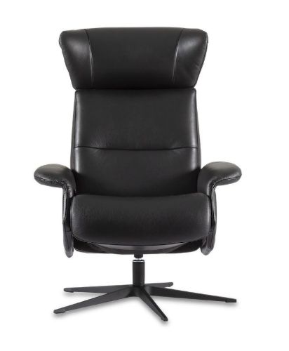 IMG Comfort Space 3800 Lænestol Læder Prime SH: 45cm - Sort/Børstet Alu