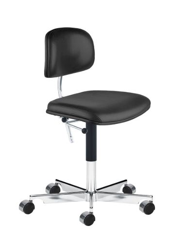 Montana Kevi 2534U Fuldpolstret Kontorstol SH: 40 cm - Black 0842 Dakar Læder/Blank Poleret Aluminium