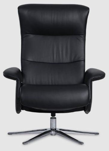 IMG Space 2000 Sessel inkl. Fußhocker SH: 46 cm - Rosso 1 Schwarz/B1 Slimline/Gebürsteter Stahl