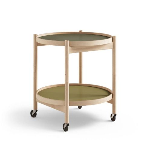Brdr. Krüger Bølling Tabletttisch mit 2 Tabletts Ø: 50 cm – Buche geölt/Grün und Dunkelgrün