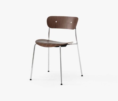 &Tradition Pavilion Chair AV1 SH: 46 cm - Lacquered Walnut/Chrome