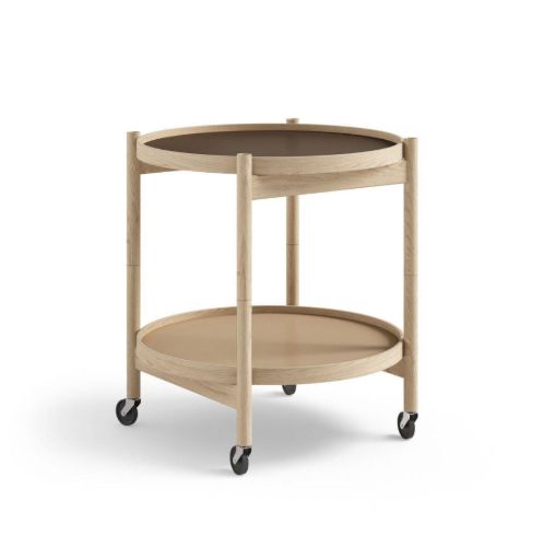 Brdr. Krüger Bølling Tabletttisch mit 2 Tabletts Ø: 50 cm – Unbehandelte Eiche/Beige und Braun