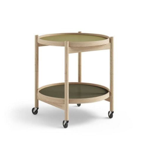 Brdr. Krüger Bølling Bakkebord m. 2 bakker Ø: 50 cm - Ubehandlet Eg/Leaf