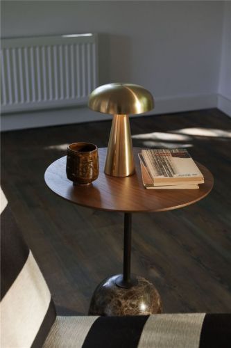 &Tradition Lato Couchtisch LN8 Ø: 40 cm - Walnuss / Emparador-Marmor
