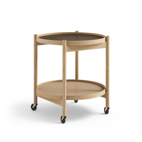 Brdr. Krüger Bølling Tabletttisch mit 2 Tabletts Ø: 50 cm – Geölte Eiche/Beige und Braun