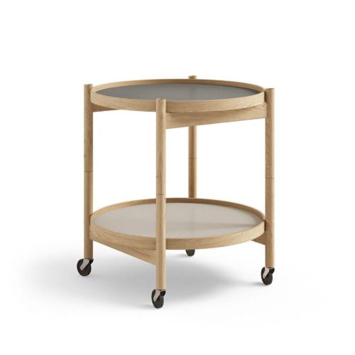Brdr. Krüger Bølling Tabletttisch mit 2 Tabletts Ø: 50 cm - Geölte Eiche/Hellgrau und Grau