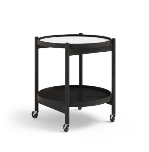 Brdr. Krüger Bølling Tabletttisch mit 2 Tabletts Ø: 50 cm – Schwarz lackierte Eiche/Schwarz und Weiß