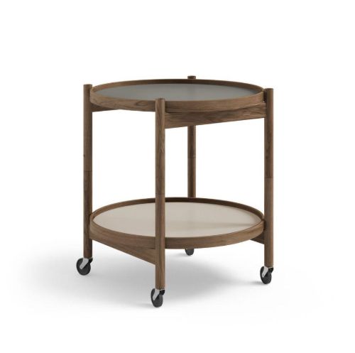 Brdr. Krüger Bølling Tabletttisch mit 2 Tabletts Ø: 50 cm – Räuchereiche geölt/Stein