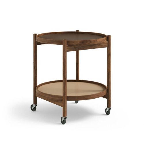 Brdr. Krüger Bølling Tabletttisch mit 2 Tabletts Ø: 50 cm – Walnuss geölt/Beige und Braun