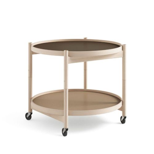 Brdr. Krüger Bølling Tabletttisch mit 2 Tabletts Ø: 60 cm – Unbehandelte Buche/Beige und Braun