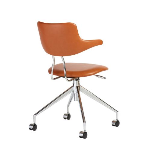 Vermund VL119 Bürostuhl SH: 46 cm - Savanne Cognac Leder / Chromgestell
