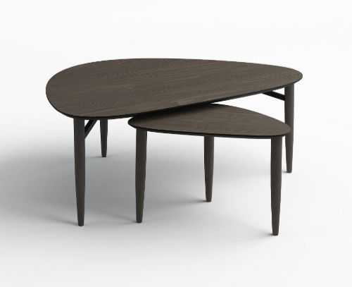 Thomsen Furniture Katrine Nordic Sofabord Trekant Lille 42x67x45 cm - Røget Eg / Sortlakeret Eg