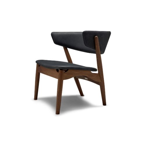 Sibast Furniture No 7 Lounge Chair Full Upholstered SH: 35 cm - Smoked Oak / Leather Dunes Anthrazite