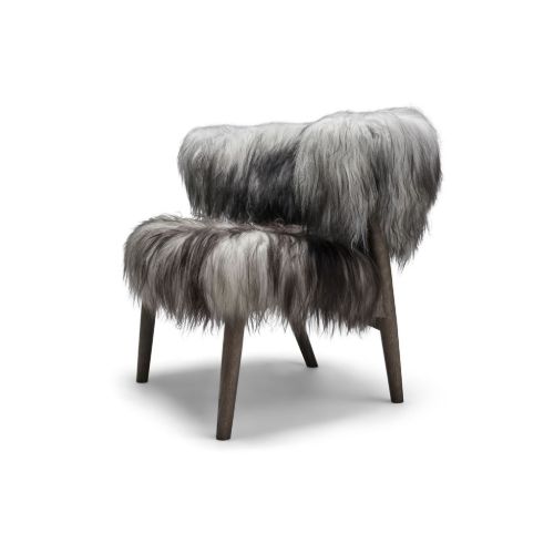 Sibast Furniture No 7 Lounge Chair Full Upholstered SH: 35 cm - Dark Oiled Oak / Long Sheepskin