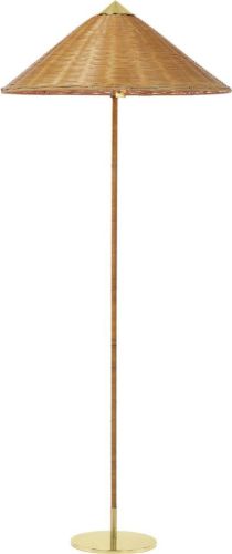 GUBI Paavo Tynell 9602 Floor Lamp H: 153,5 cm - Wicker / Brass