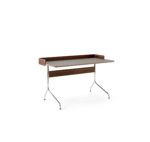 &Tradition Pavilion Desk AV17 w. Back 130x65 cm - Charcoal 4166/Lacquered Walnut 