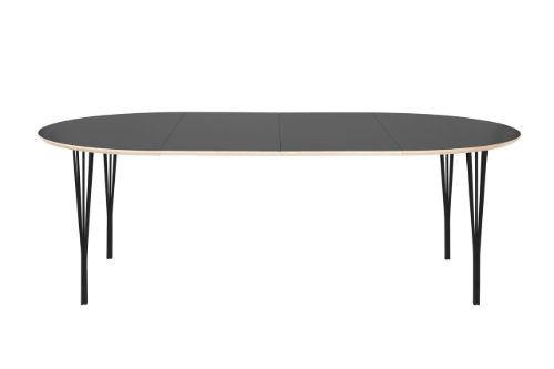 Haslev Zusatzplatte für ovalen Esstisch Symphony 82 105 x 48 cm – schwarzes Linoleum
